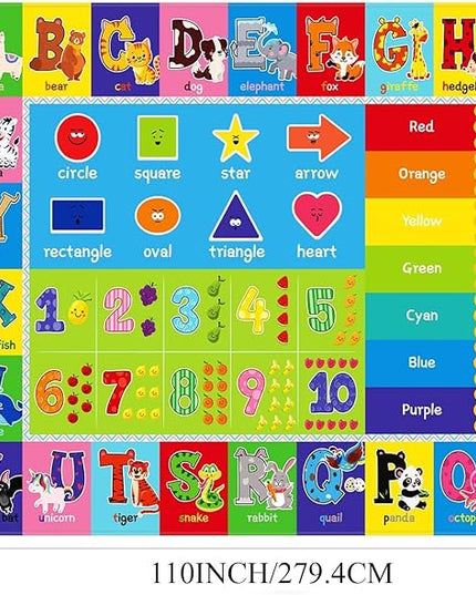 ABC Carpet,Kids Carpet for Playroom, Classroom Floor Play Mat for Kids,Preschool Rugs wtih ABC, Numbers, Animals, Extra Large Thick (110X78.7 Inch)… - LeafyLoom