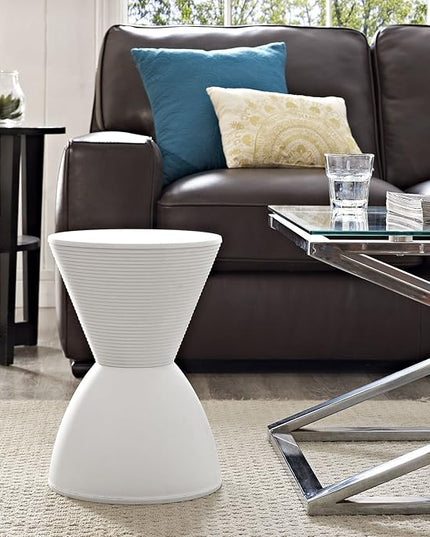 Modway Haste Contemporary Modern Hourglass Accent Stool in White - LeafyLoom