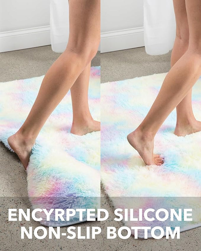 Ophanie Machine Washable Upgrade 4x6 Rainbow Rugs for Bedroom, Fluffy Shaggy Soft Area Rug, Non-Slip Indoor Floor Carpet for Living Room, Kids Girls Boys Teen Dorm Home Decor Aesthetic, Nursery - LeafyLoom