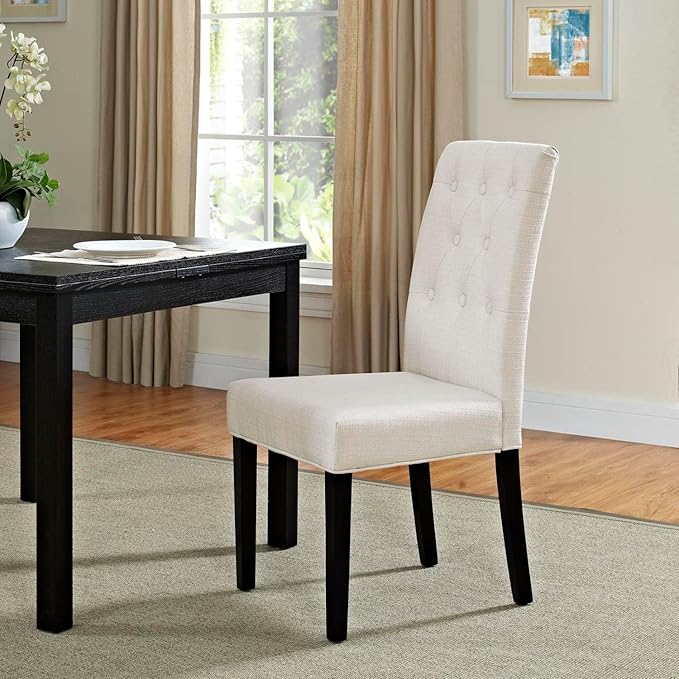 Modway Confer Modern Tufted Upholstered Fabric Parsons Kitchen and Dining Room Chair in Beige - LeafyLoom