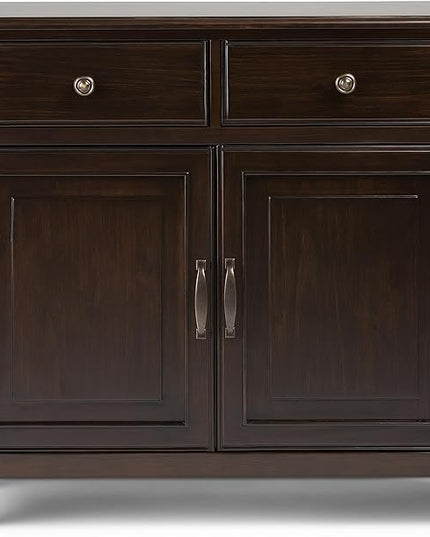 SIMPLIHOME Connaught SOLID WOOD 40 Inch Wide Traditional Entryway Storage Cabinet in Dark Chestnut Brown, For the Living Room, Entryway and Family Room - LeafyLoom