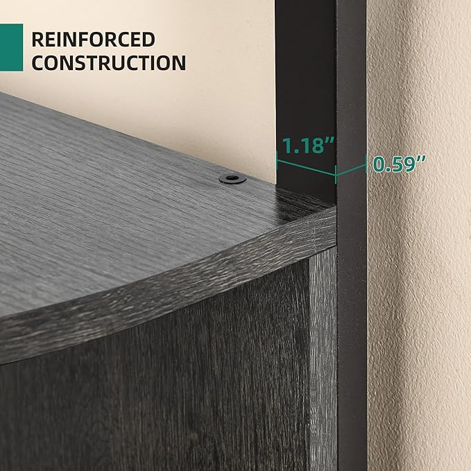 YITAHOME 6-Tier Corner Shelf, 68.8" Tall Industrial Free Standing Corner Bookshelf, 6 Shelf Display Corner Bookcase Open Small Book Shelves for Bedroom, Living Room, Small Space, Charcoal Gray + Black - LeafyLoom