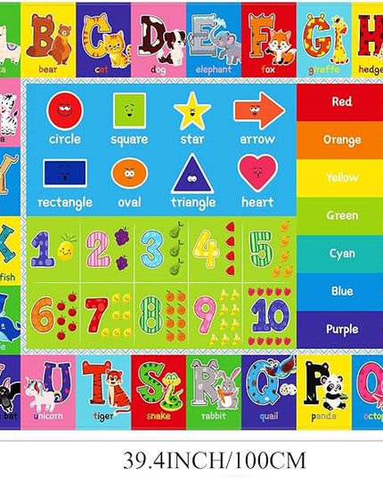 ABC Carpet,Kids Carpet for Playroom, Classroom Floor Play Mat for Kids,Preschool Rugs wtih ABC, Numbers, Animals, Extra Large Thick (59X39.4 Inch) - LeafyLoom