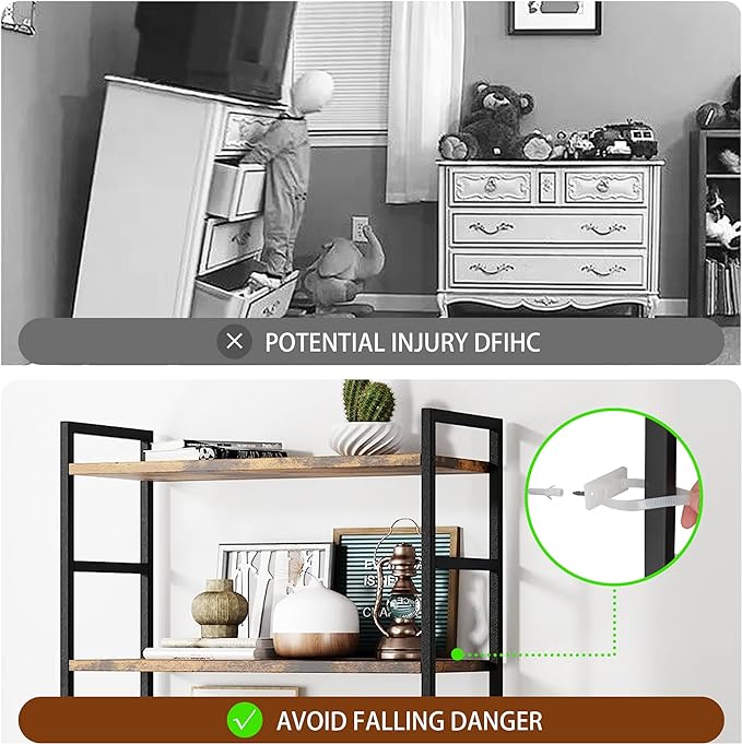 Shintenchi Bookshelf, 5 Tier Bookshelf, Tall Bookcase Shelf for CDs/Movies/Books, Home Office Bookcase Shelf Storage Organizer, Modern Book Shelf for Bedroom/Living Room/Home Office, Rustic Brown - LeafyLoom
