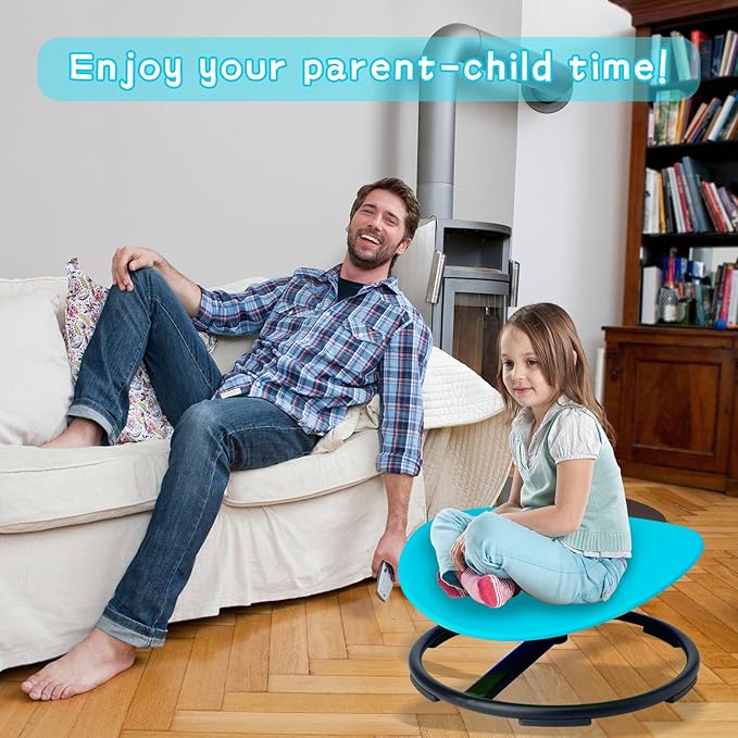 Swivel Sensory Spinning, Autism Children's Chair, Boost Balance in Kids,Non-Slip, Blue - LeafyLoom