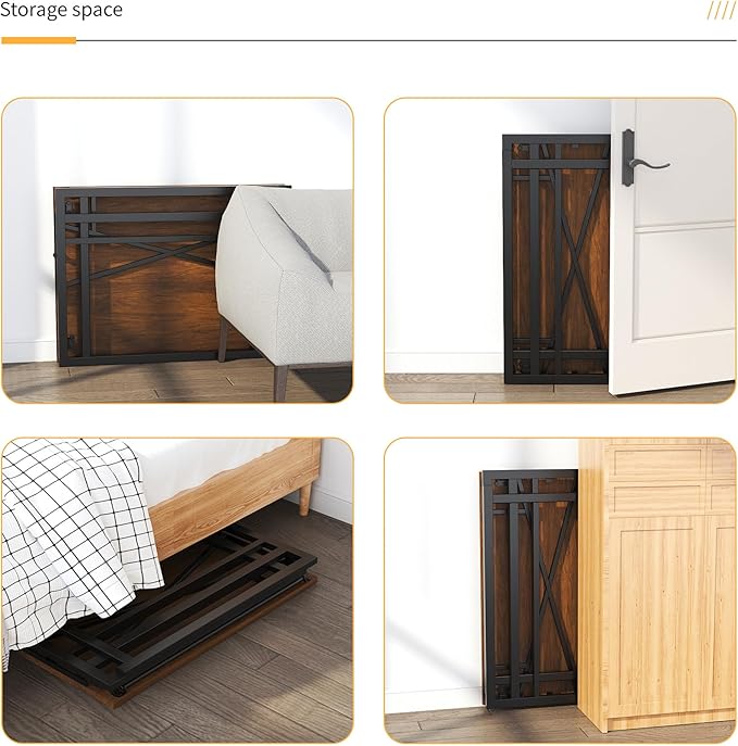 32 inch Folding Small Desk, Writing Gaming Computer Camping Desk for Small Spaces, No Assembly Required Home Office Desk, Mahogany - LeafyLoom