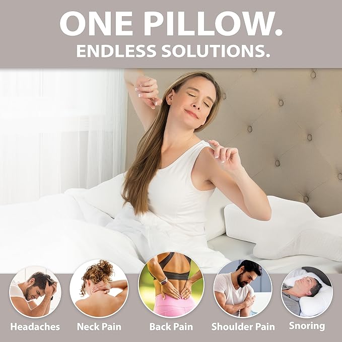 Cervical Orthopedic Foam Sleeping Pillow; For Neck, Shoulder, and Back Pain Relief; Helps Spinal Alignment; Back and Side Sleeping, Firm - Average - LeafyLoom