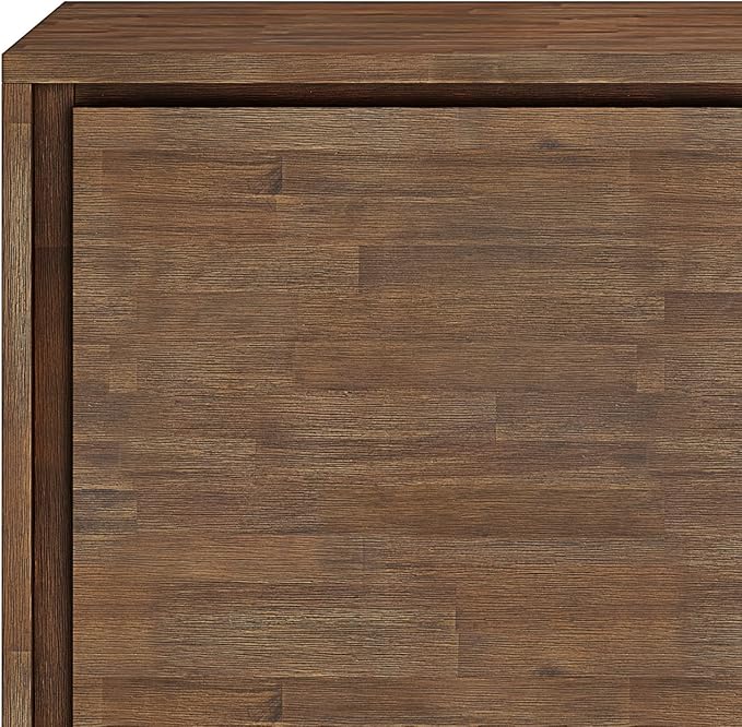 SIMPLIHOME Lowry SOLID ACACIA WOOD and Metal 39 Inch Wide Modern Industrial Medium Storage Cabinet in Rustic Natural Aged Brown, For the Living Room, Entryway and Family Room - LeafyLoom