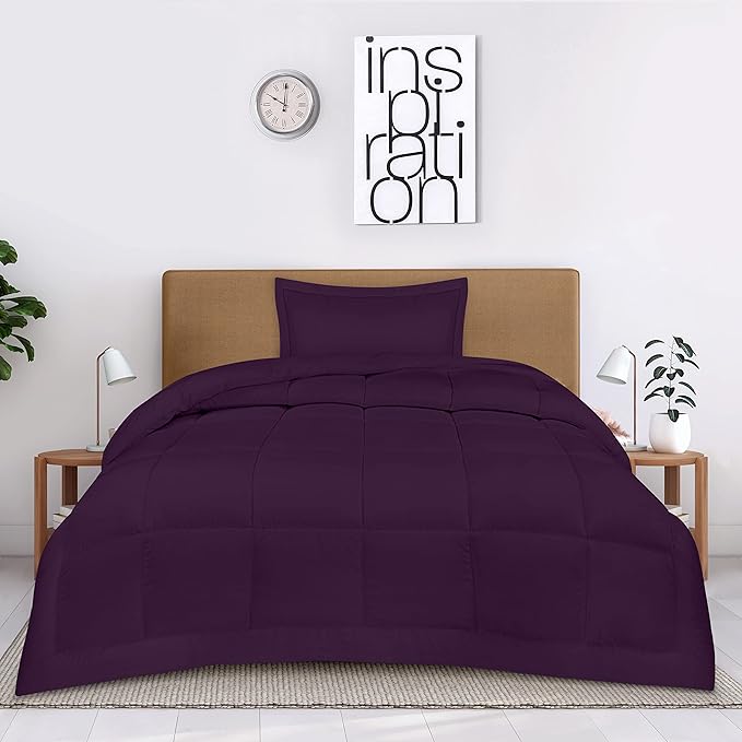 Utopia Bedding Twin Comforter Set Kids with 1 Pillow Sham, Bedding Comforter Sets, Down Alternative Plum/Purple Comforter, Soft and Comfortable, Machine Washable - LeafyLoom