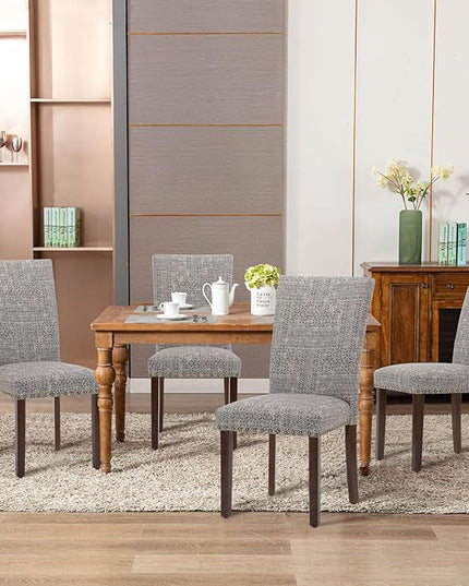 COLAMY Upholstered Parsons Dining Chairs Set of 4, Fabric Dining Room Kitchen Side Chair with Nailhead Trim and Wood Legs - Boho - LeafyLoom