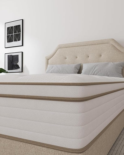 Full Size Mattresses,Hybrid 10 Inch Full Mattress in a Box,Memory Foam & Individually Pocket Spring for Pain Relief,Medium Firm White Full Mattresses,CertiPUR-US Certified. - LeafyLoom