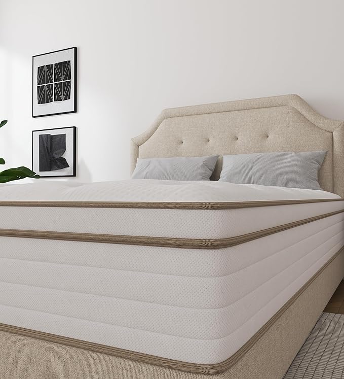 Full Size Mattresses,Hybrid 10 Inch Full Mattress in a Box,Memory Foam & Individually Pocket Spring for Pain Relief,Medium Firm White Full Mattresses,CertiPUR-US Certified. - LeafyLoom