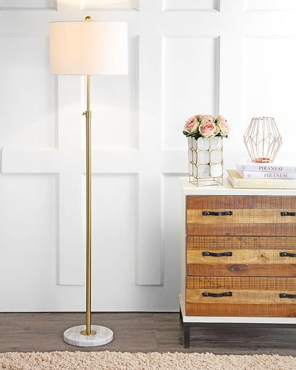 JONATHAN Y JYL3022A June 65" Adjustable Metal/Marble LED Floor Lamp, Modern, Contemporary, Elegant, Glam, Office, Living Room, Family Room, Dining Room, Bedroom, Hallway, Foyer, Brass - LeafyLoom