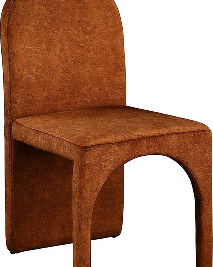 Meridian Furniture Summer Collection Modern | Contemporary Velvet Upholstered Dining Side Chair with Steel Frame, Set of 2, Cognac - LeafyLoom