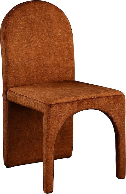 Meridian Furniture Summer Collection Modern | Contemporary Velvet Upholstered Dining Side Chair with Steel Frame, Set of 2, Cognac - LeafyLoom