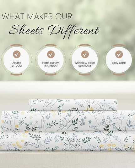 Linen Market 3 Piece Twin Bedding Sheet Set (Light Blue Floral) - Sleep Better Than Ever with These Ultra-Soft & Cooling Bed Sheets for Your Twin Size Bed - Deep Pocket Fits 16" Mattress - LeafyLoom