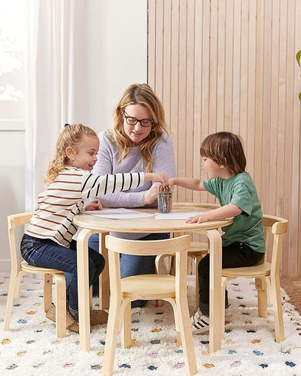 ECR4Kids ECRKids Seating, 5-Piece Table and Chairs Set, Natural - LeafyLoom