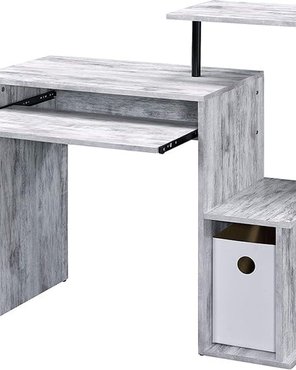 Acme Lyphre Wooden Top Computer Desk in Antique White and Black - LeafyLoom