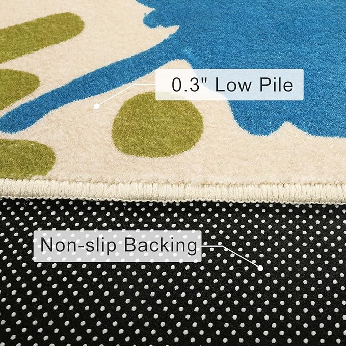 Art Bedroom Rug, 4'x6' Machine Washable Kids Rug for Playroom, Paint Splash Rainbow Area Rug for Classroom, Soft Colorful Living Room Rug Throw Play Mat for Nursery Office Preschool - LeafyLoom