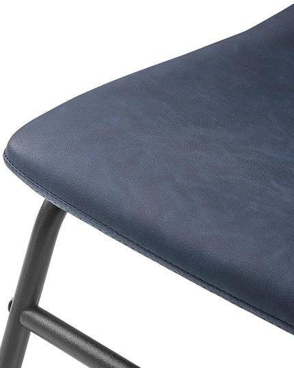 Walker Edison Douglas Urban Industrial Faux Leather Armless Dining Chairs, Set of 2, Navy Blue - LeafyLoom