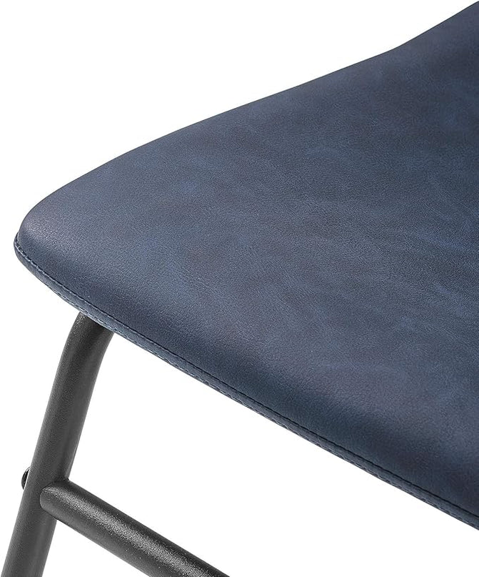 Walker Edison Douglas Urban Industrial Faux Leather Armless Dining Chairs, Set of 2, Navy Blue - LeafyLoom