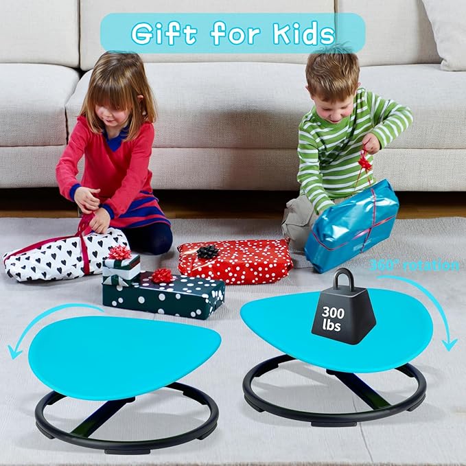 Swivel Sensory Spinning, Autism Children's Chair, Boost Balance in Kids,Non-Slip, Blue - LeafyLoom