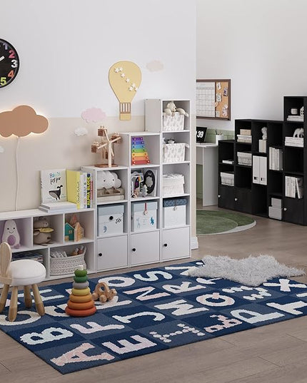 Furinno Luder Shelf Bookcase with 1 Door Storage Cabinet, Blackwood - LeafyLoom
