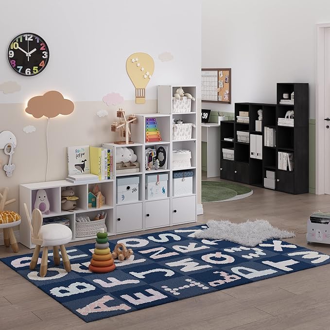 Furinno Luder Shelf Bookcase with 1 Door Storage Cabinet, Blackwood - LeafyLoom