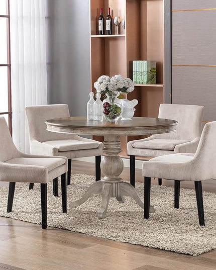 COLAMY Modern Dining Chairs Set of 4, Upholstered Corduroy Accent Side Leisure Chairs with Mid Back and Wood Legs for Living Room/Dining Room-Beige - LeafyLoom