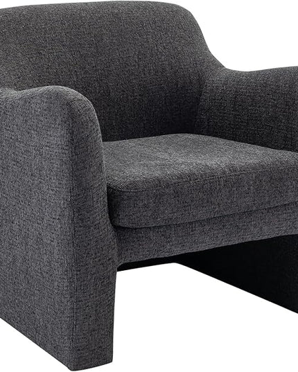 COLAMY Modern Accent Chair for Living Room,Living Room Chair,Soft Padded Armchair with Back,Comfy Lamb Wool Fabric Accent Chair, Charcoal Grey - LeafyLoom