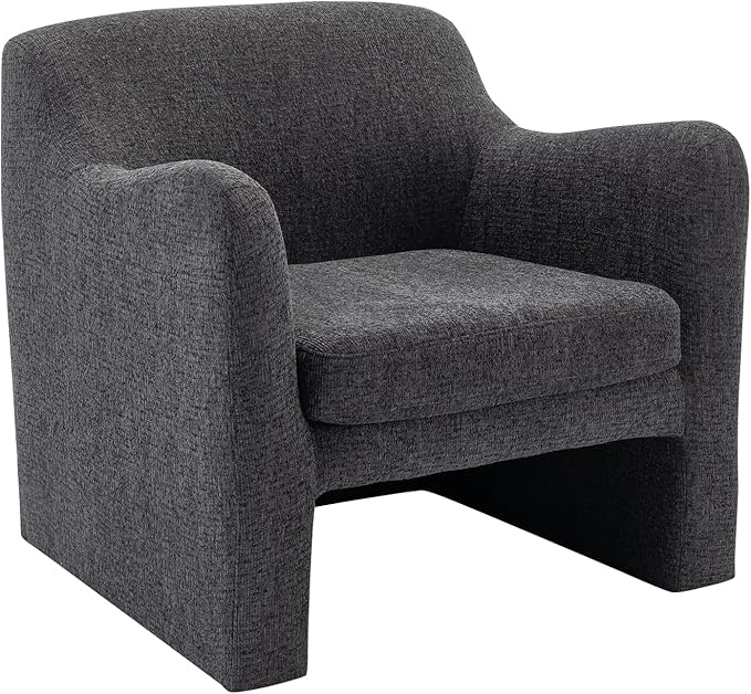 COLAMY Modern Accent Chair for Living Room,Living Room Chair,Soft Padded Armchair with Back,Comfy Lamb Wool Fabric Accent Chair, Charcoal Grey - LeafyLoom