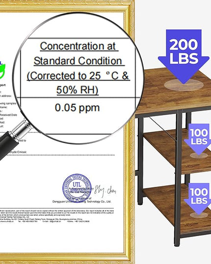 JOISCOPE 48 x 24 Inch Gaming Computer Desk with Table Power Outlets,Home Office Desk with Storage Shelves and USB & Type-C Outlet for Bedroom,Home Office,Morden Simple Writing Table,Vintage Oak Finish - LeafyLoom
