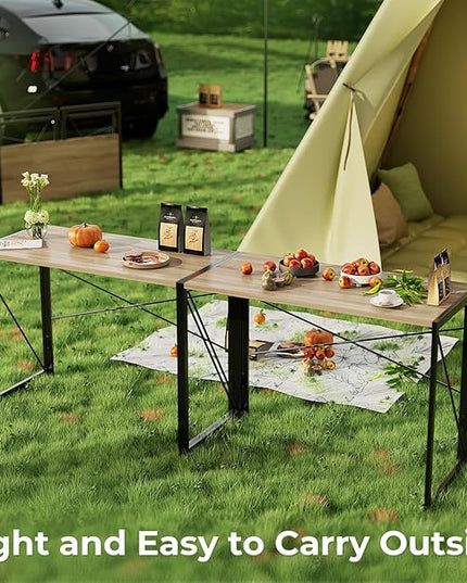 Coavas 31.5 inch Folding Desk No Assembly Required, Writing Computer Desk Space Saving Foldable Table Simple Home Office Desk, Beech - LeafyLoom