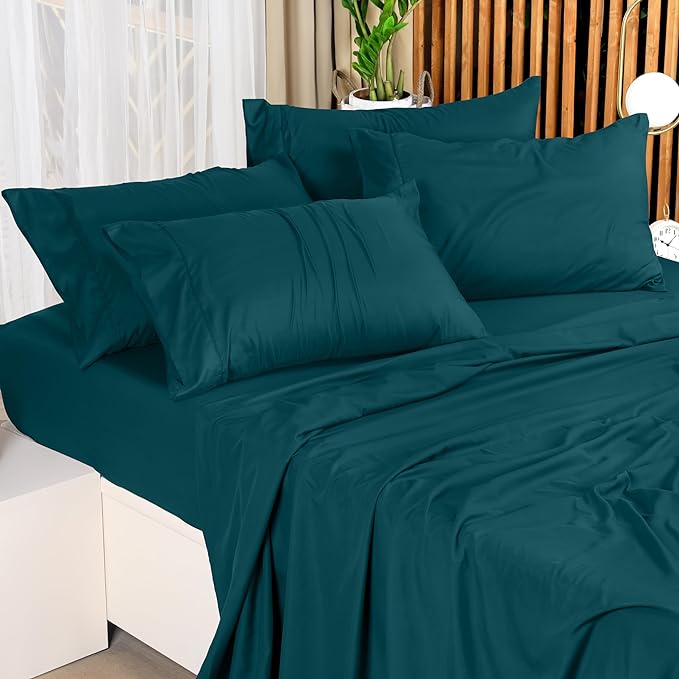 Utopia Bedding King Bed Sheets Set - 4 Piece Bedding - Brushed Microfiber - Shrinkage and Fade Resistant - Easy Care (King, Teal) - LeafyLoom