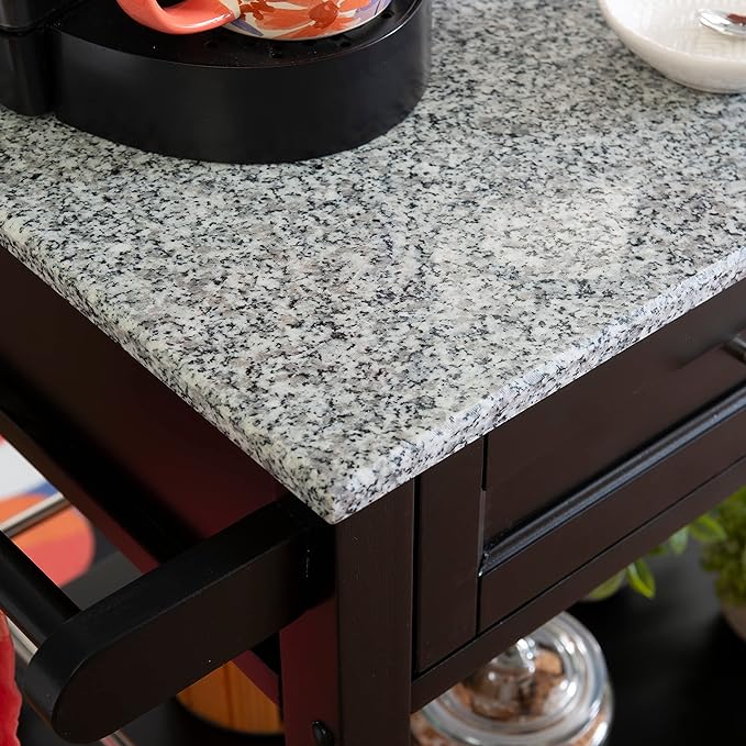 Linon Cayden Black Kitchen Cart, - LeafyLoom