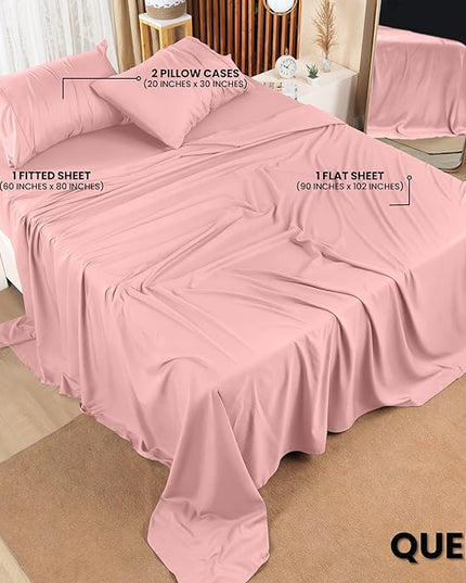Utopia Bedding Queen Bed Sheets Set - 4 Piece Bedding - Brushed Microfiber - Shrinkage and Fade Resistant - Easy Care (Queen, Pink) - LeafyLoom