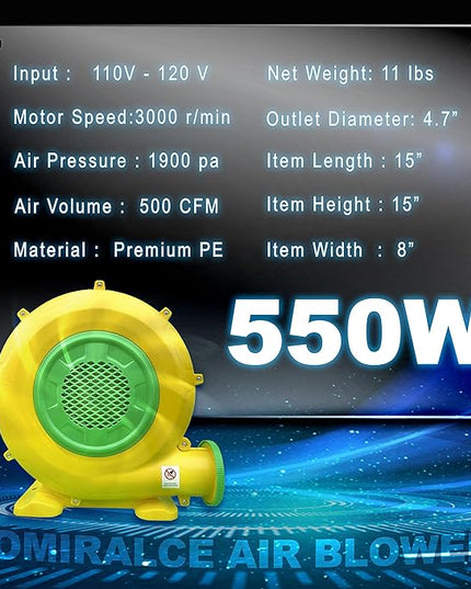 CoMiracle Air Blowers, 550 Watt Inflatable Bounce House Air Blower, Outdoor Inflatable Castle and Jump Slides Blower - LeafyLoom