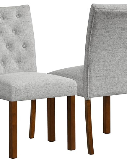 HomePop Classic Parsons Dining Chairs, Pack of 2, Pewte Gray Woven - LeafyLoom