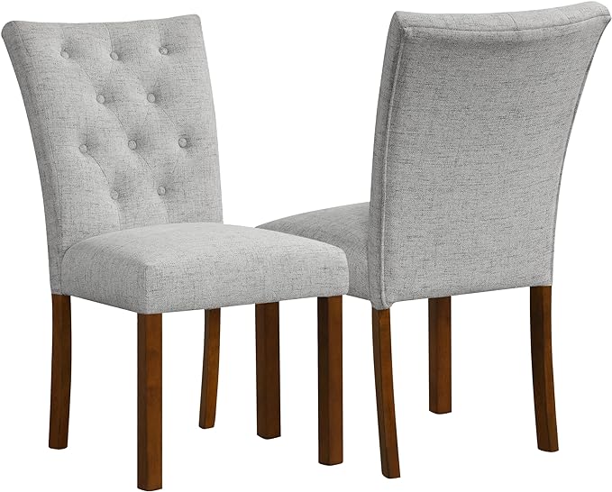 HomePop Classic Parsons Dining Chairs, Pack of 2, Pewte Gray Woven - LeafyLoom