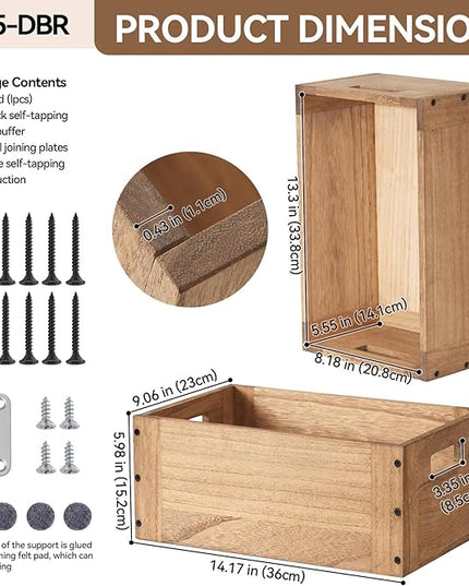 KIRIGEN Stackable Wood Storage Cube /Basket/ Bins Organizer for Home Books Clothes Toy - Modular Open Cubby Storage System - Office Bookcase Closet Shelves C15-DBR - LeafyLoom