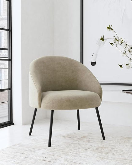 HomePop Upholstered Modern Living Room & Bedroom | Decorative Home Furniture Accent Chair, Taupe velvet - LeafyLoom