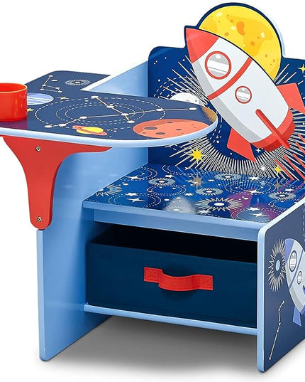 Delta Children Space Adventures Chair Desk with Storage Bin - Ideal for Arts & Crafts, Snack Time, Homeschooling, Homework & More - Greenguard Gold Certified, Blue - LeafyLoom