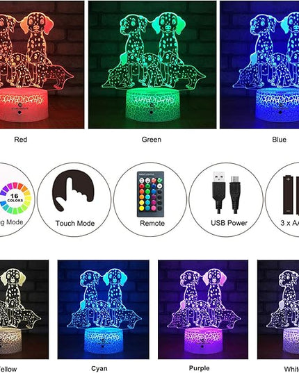 easuntec Dog Gifts for Women Dog Lamp with Remote & Smart Touch 7 Colors + 16 Colors Changing Dimmable Dog Gifts for Kids 3 4 5 6 7 8 9 Year Old Girl Gifts (5Dog 16WT) - LeafyLoom