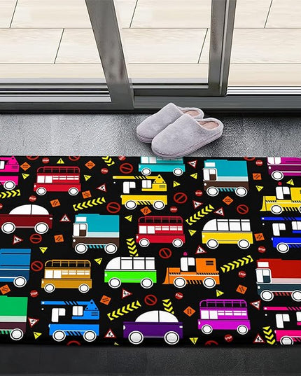 Car Play Mat Kids Rugs for Playroom Car Track Rug Kids Mat Construction Play Mat Car Play Rug Car Carpet for Kids Carpet for Bedroom Truck Rugs for Boys Room,Black 2'×3' - LeafyLoom