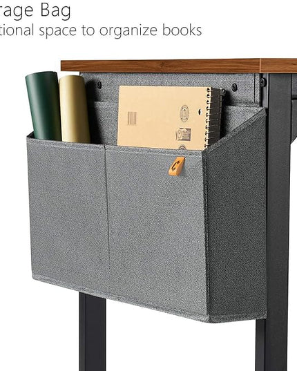 CubiCubi Computer Desk 47 Inch Study Writing Table for Home Office, Modern Simple Style PC Table with Storage Bag, Brown - LeafyLoom