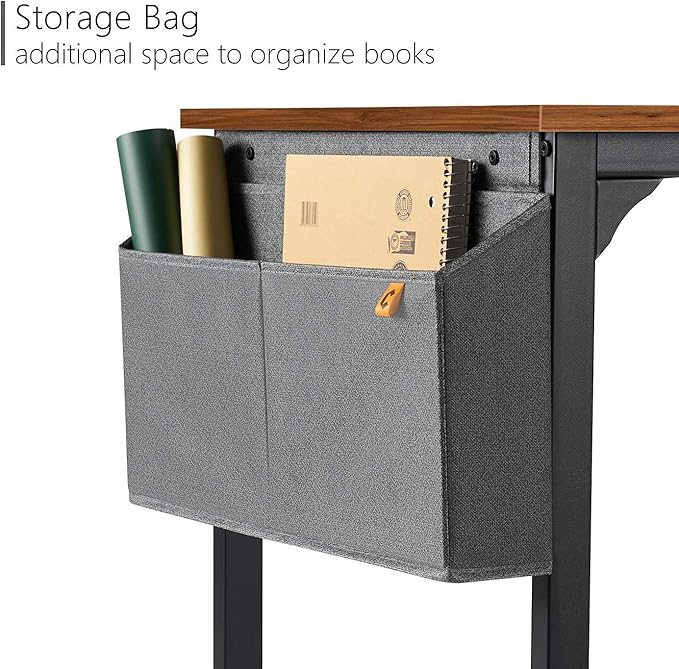 CubiCubi Computer Desk 47 Inch Study Writing Table for Home Office, Modern Simple Style PC Table with Storage Bag, Brown - LeafyLoom