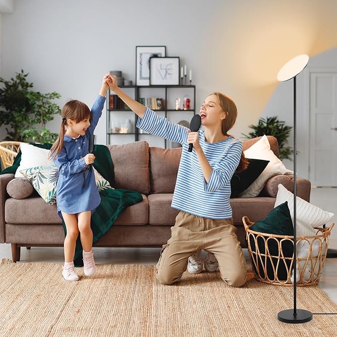 LED Floor Lamp, 36W 3600LM Super Bright Mushroom-Head Standing Lamp with Remote/Touch Control, Modern Torchiere Sky Lamp with 2700K-6500K Stepless Dimming, 69" Tall Lamp for Living Room Bedroom Office - LeafyLoom