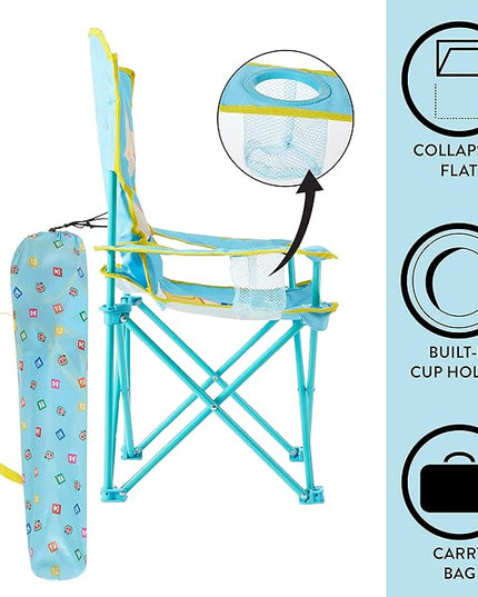 Idea Nuova Kids Indoor-Outdoor Folding Camp Chair with Carry Case, Cocomelon - LeafyLoom