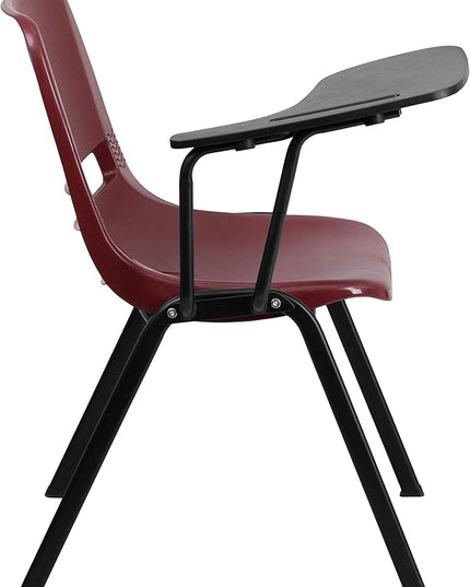 Flash Furniture HERCULES 5 Pack Burgundy Ergonomic Shell Chair with Left Handed Flip-Up Tablet Arm - LeafyLoom