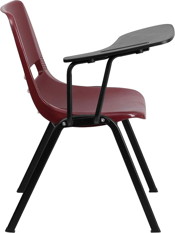 Flash Furniture HERCULES 5 Pack Burgundy Ergonomic Shell Chair with Left Handed Flip-Up Tablet Arm - LeafyLoom